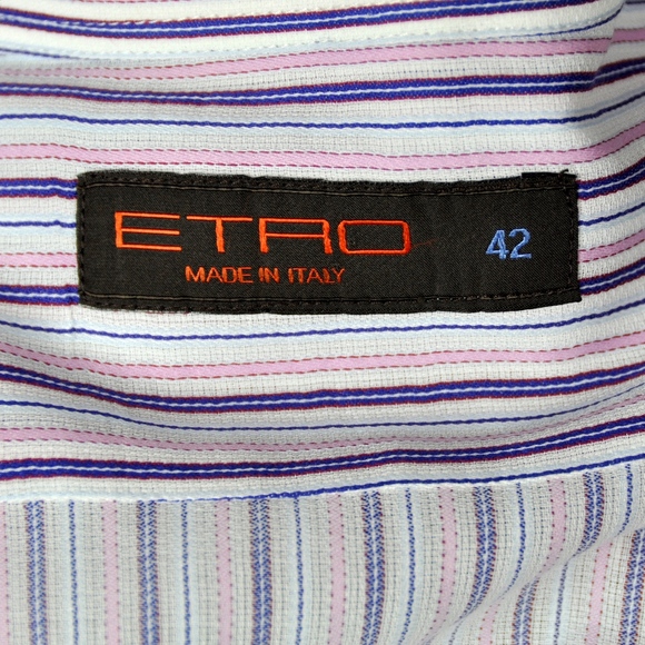 ETRO Men's Pinstripe Sport Shirt 42 EU / 16.5 US - Picture 5 of 7